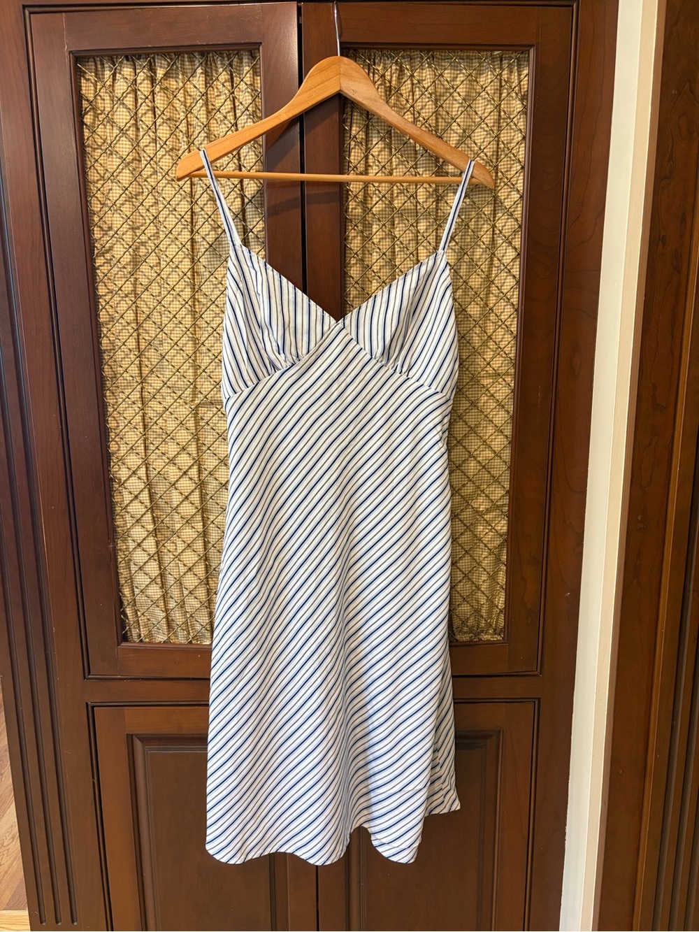 Michael Kors White and Navy Striped Slip Dress